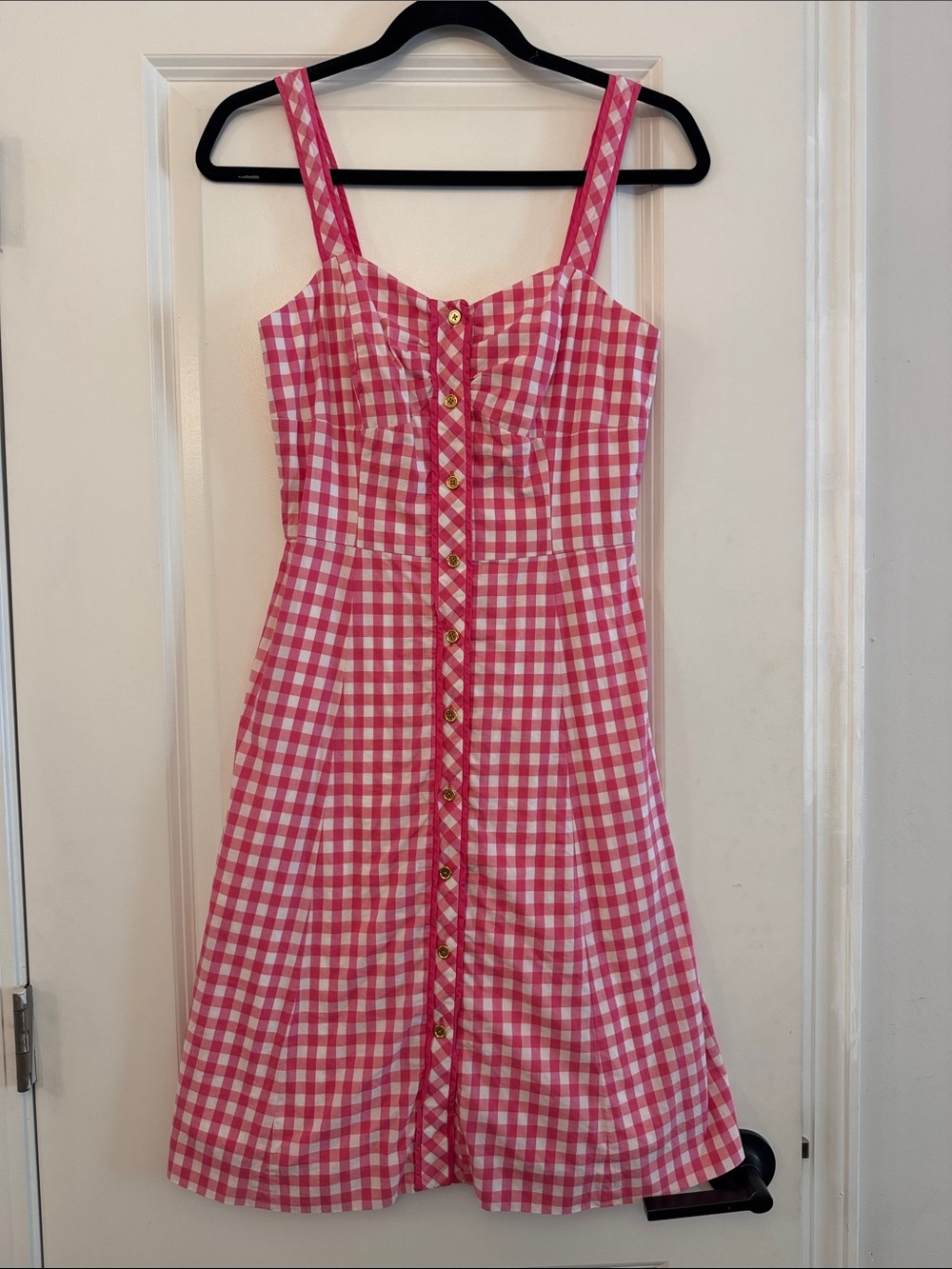 Lilly Pulitzer Pink Gingham Button-Front Midi Dress